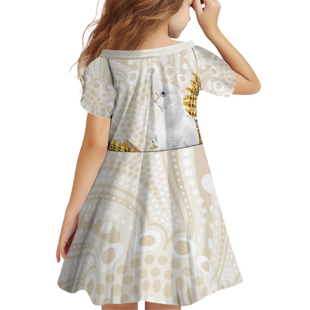 Australia Little Corella Family Matching Off Shoulder Short Dress and Hawaiian Shirt Cacatua Sanguinea Western Grevillea Aboriginal Art - Aussie Hoodie