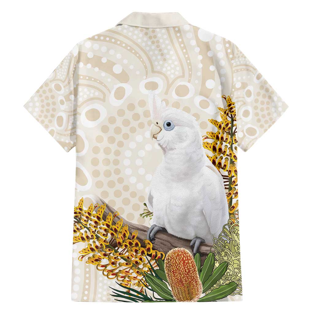 Australia Little Corella Family Matching Off Shoulder Short Dress and Hawaiian Shirt Cacatua Sanguinea Western Grevillea Aboriginal Art - Aussie Hoodie