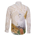 Australia Little Corella Family Matching Off Shoulder Short Dress and Hawaiian Shirt Cacatua Sanguinea Western Grevillea Aboriginal Art - Aussie Hoodie