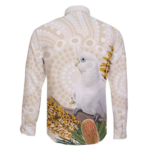 Australia Little Corella Family Matching Off Shoulder Short Dress and Hawaiian Shirt Cacatua Sanguinea Western Grevillea Aboriginal Art - Aussie Hoodie