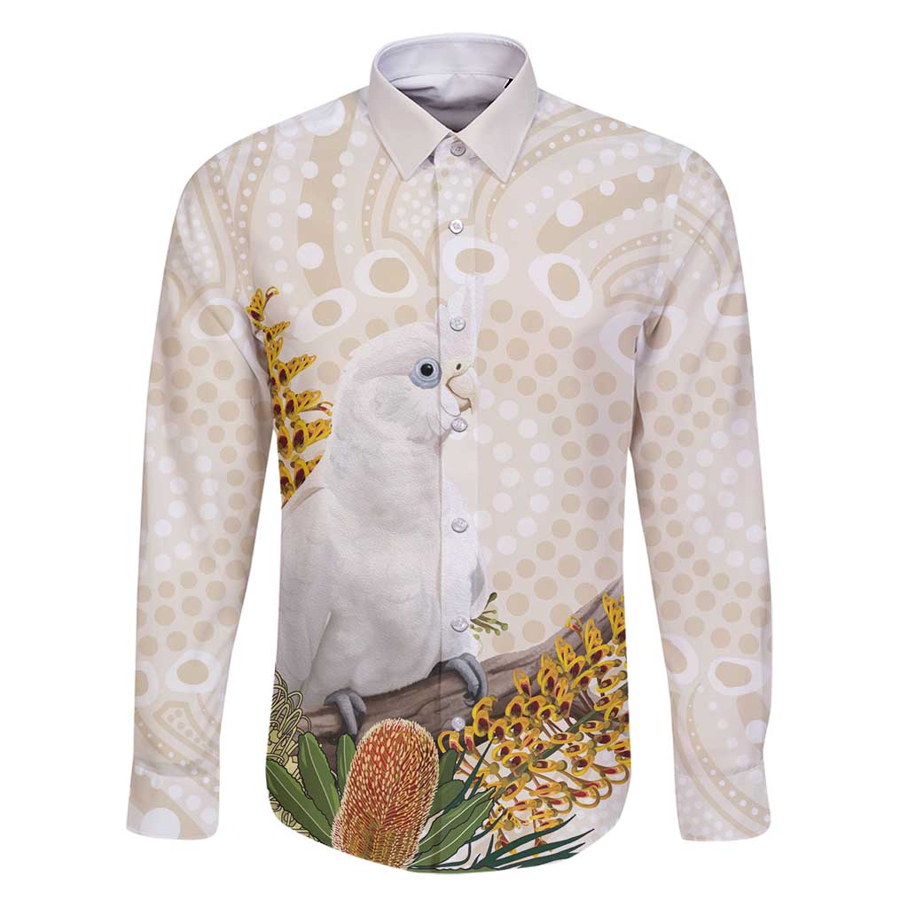 Australia Little Corella Family Matching Puletasi and Hawaiian Shirt Cacatua Sanguinea Western Grevillea Aboriginal Art - Aussie Hoodie