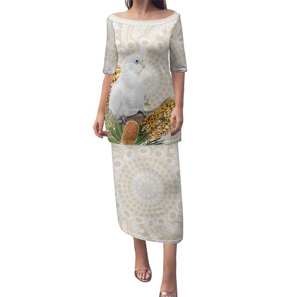 Australia Little Corella Family Matching Puletasi and Hawaiian Shirt Cacatua Sanguinea Western Grevillea Aboriginal Art - Aussie Hoodie