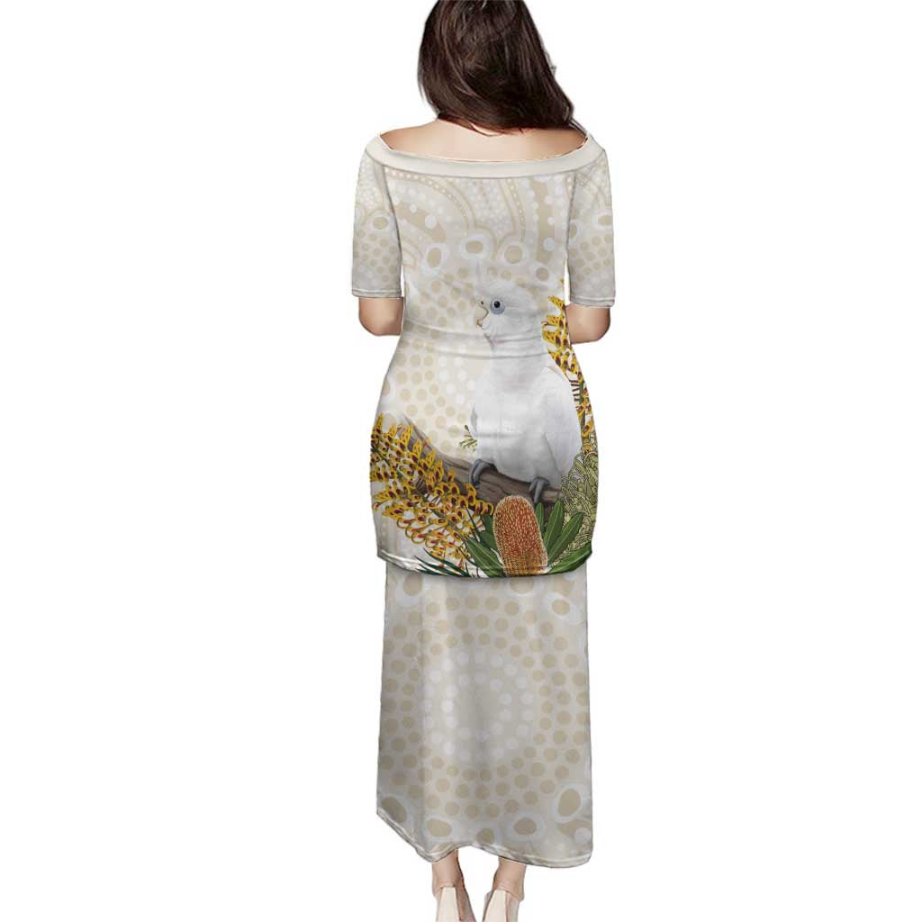 Australia Little Corella Family Matching Puletasi and Hawaiian Shirt Cacatua Sanguinea Western Grevillea Aboriginal Art - Aussie Hoodie