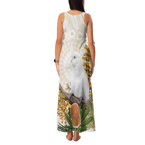 Australia Little Corella Family Matching Tank Maxi Dress and Hawaiian Shirt Cacatua Sanguinea Western Grevillea Aboriginal Art - Aussie Hoodie