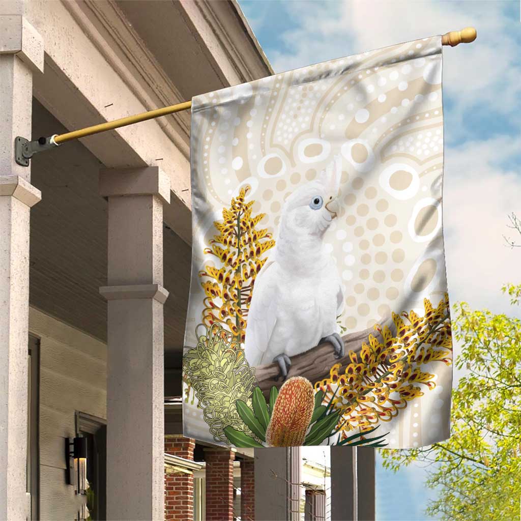 Australia Little Corella Garden Flag Cacatua Sanguinea Western Grevillea Aboriginal Art - Aussie Hoodie