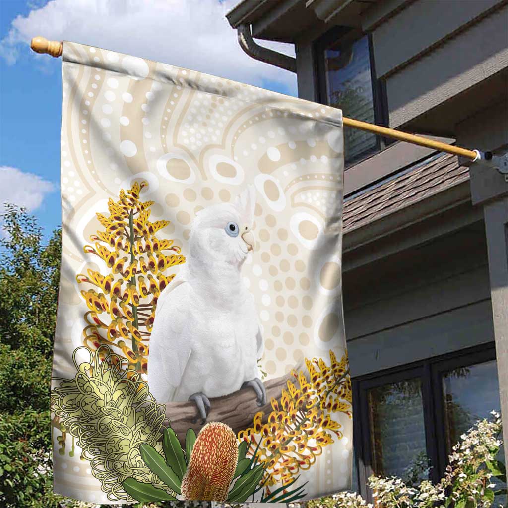 Australia Little Corella Garden Flag Cacatua Sanguinea Western Grevillea Aboriginal Art - Aussie Hoodie