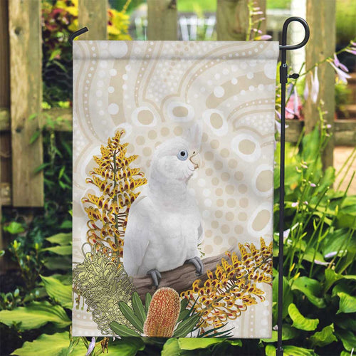 Australia Little Corella Garden Flag Cacatua Sanguinea Western Grevillea Aboriginal Art - Aussie Hoodie