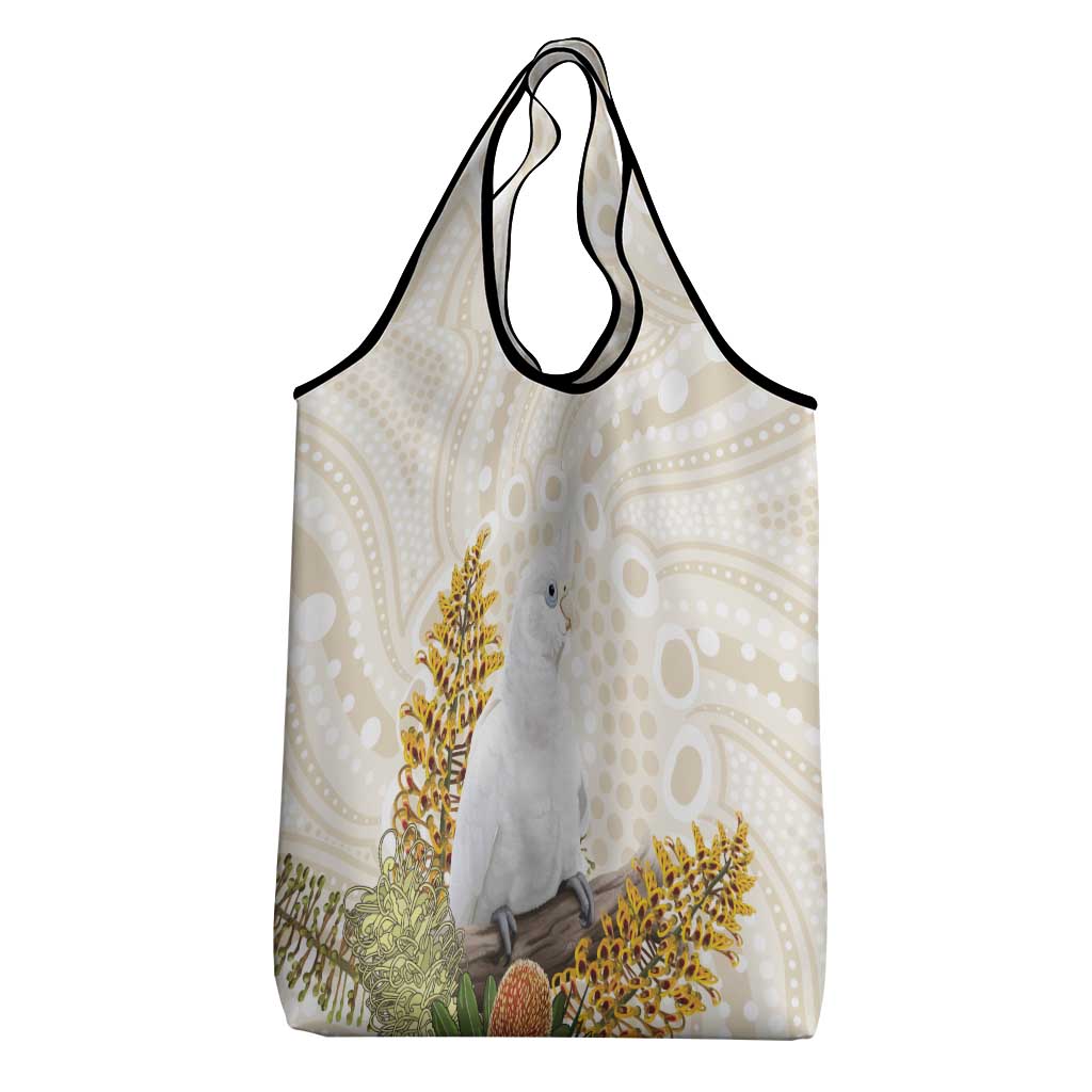 Australia Little Corella Grocery Bag Cacatua Sanguinea Western Grevillea Aboriginal Art - Aussie Hoodie