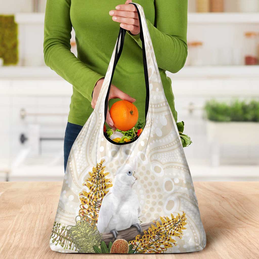 Australia Little Corella Grocery Bag Cacatua Sanguinea Western Grevillea Aboriginal Art - Aussie Hoodie