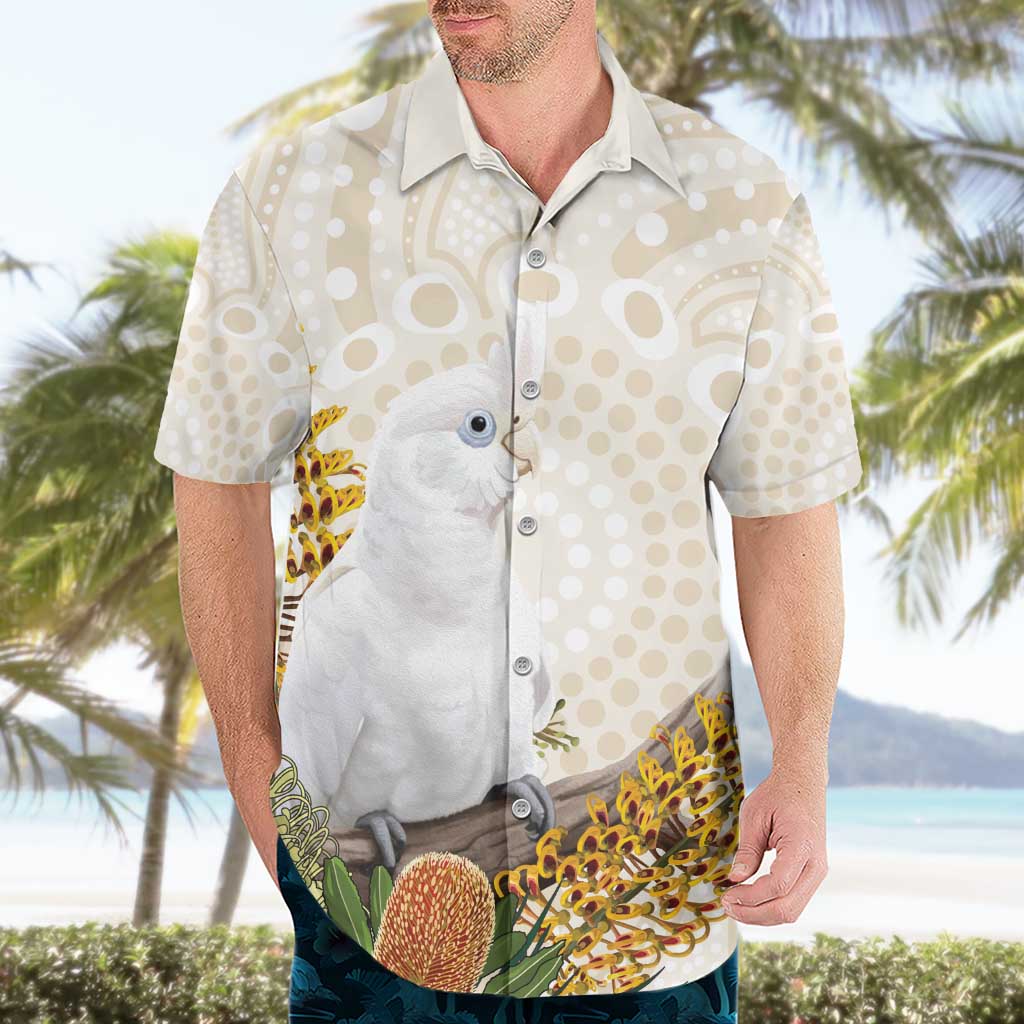 Australia Little Corella Hawaiian Shirt Cacatua Sanguinea Western Grevillea Aboriginal Art - Aussie Hoodie
