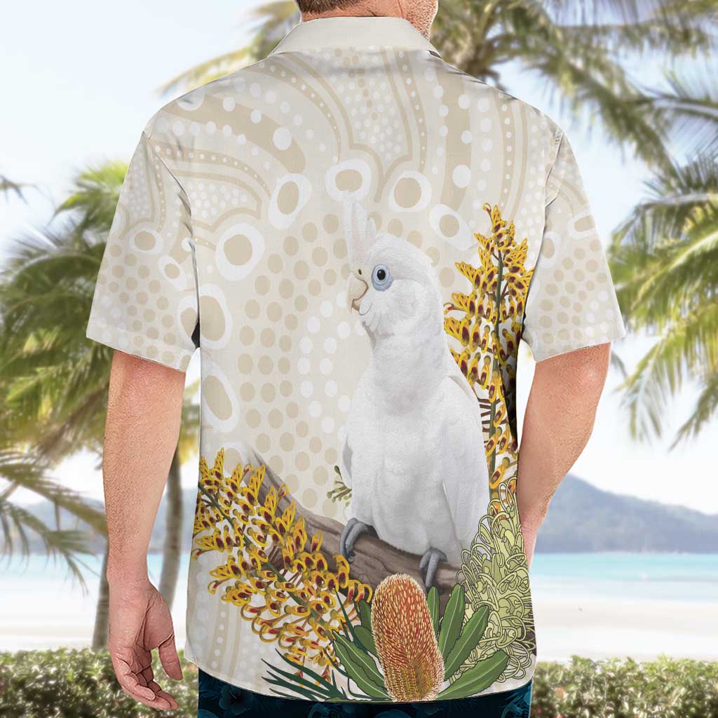Australia Little Corella Hawaiian Shirt Cacatua Sanguinea Western Grevillea Aboriginal Art - Aussie Hoodie