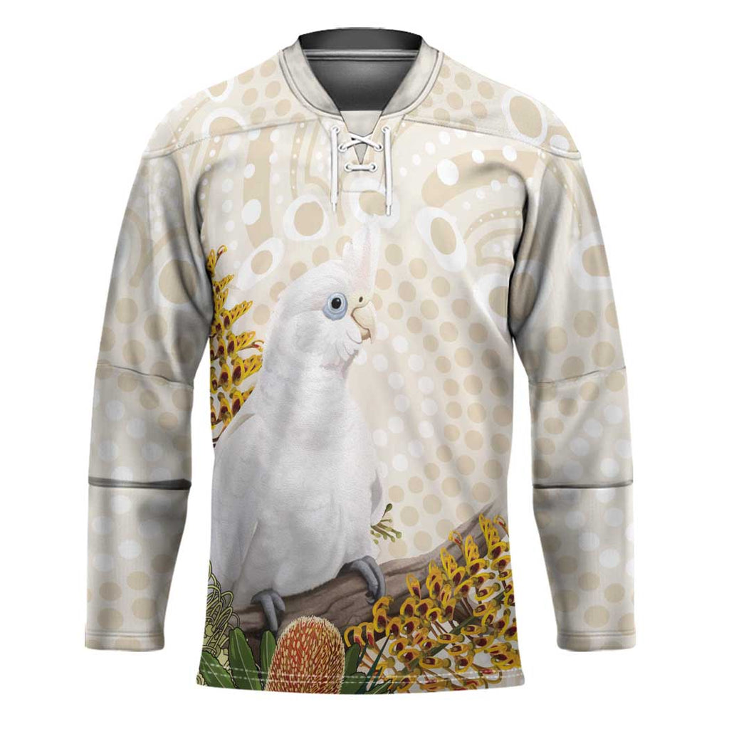 Australia Little Corella Hockey Jersey Cacatua Sanguinea Western Grevillea Aboriginal Art - Aussie Hoodie