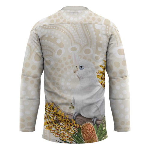 Australia Little Corella Hockey Jersey Cacatua Sanguinea Western Grevillea Aboriginal Art - Aussie Hoodie