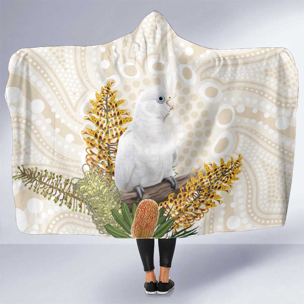 Australia Little Corella Hooded Blanket Cacatua Sanguinea Western Grevillea Aboriginal Art - Aussie Hoodie