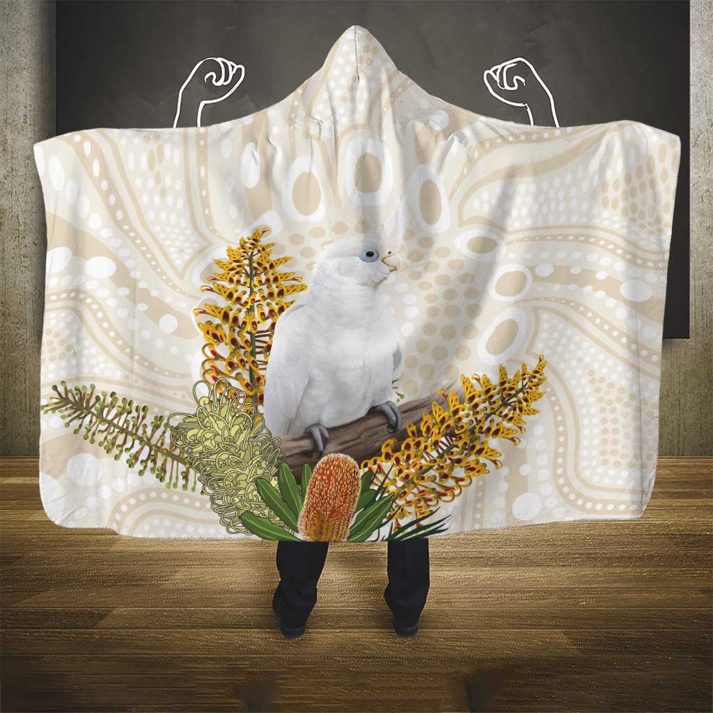 Australia Little Corella Hooded Blanket Cacatua Sanguinea Western Grevillea Aboriginal Art - Aussie Hoodie