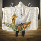 Australia Little Corella Hooded Blanket Cacatua Sanguinea Western Grevillea Aboriginal Art - Aussie Hoodie