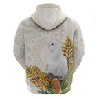 Australia Little Corella Hoodie Cacatua Sanguinea Western Grevillea Aboriginal Art - Aussie Hoodie