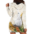 Australia Little Corella Hoodie Dress Cacatua Sanguinea Western Grevillea Aboriginal Art - Aussie Hoodie