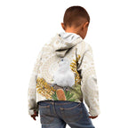 Australia Little Corella Kid Hoodie Cacatua Sanguinea Western Grevillea Aboriginal Art - Aussie Hoodie