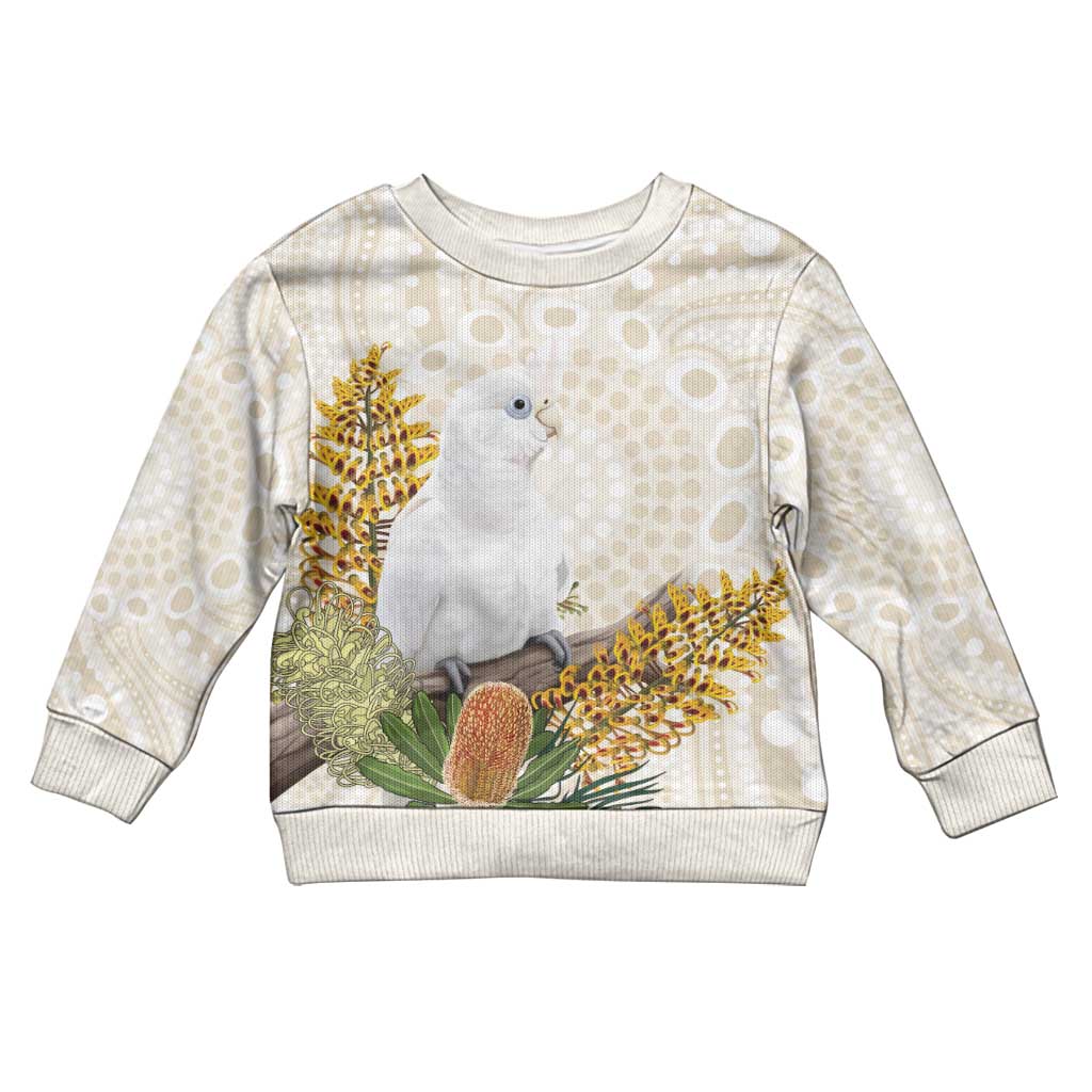 Australia Little Corella Kid Ugly Christmas Sweater Cacatua Sanguinea Western Grevillea Aboriginal Art - Aussie Hoodie