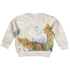 Australia Little Corella Kid Ugly Christmas Sweater Cacatua Sanguinea Western Grevillea Aboriginal Art - Aussie Hoodie
