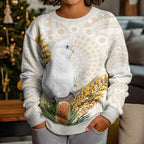 Australia Little Corella Kid Ugly Christmas Sweater Cacatua Sanguinea Western Grevillea Aboriginal Art - Aussie Hoodie