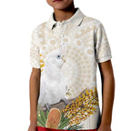 Australia Little Corella Kid Polo Shirt Cacatua Sanguinea Western Grevillea Aboriginal Art - Aussie Hoodie