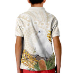 Australia Little Corella Kid Polo Shirt Cacatua Sanguinea Western Grevillea Aboriginal Art - Aussie Hoodie