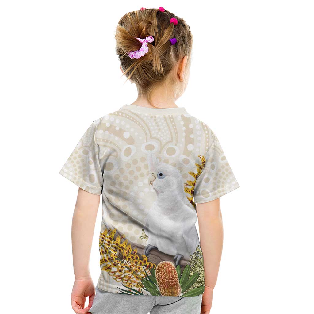 Australia Little Corella Kid T Shirt Cacatua Sanguinea Western Grevillea Aboriginal Art - Aussie Hoodie