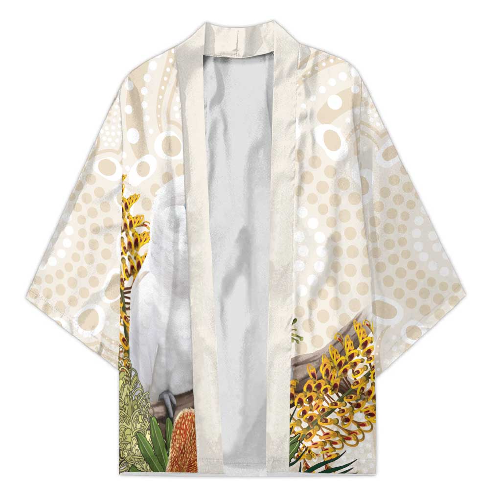 Australia Little Corella Kimono Cacatua Sanguinea Western Grevillea Aboriginal Art - Aussie Hoodie