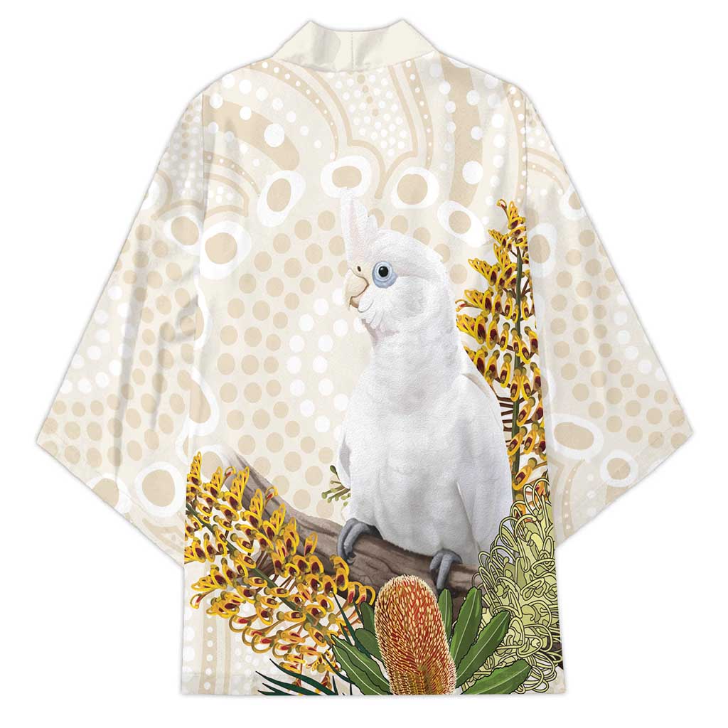 Australia Little Corella Kimono Cacatua Sanguinea Western Grevillea Aboriginal Art - Aussie Hoodie