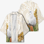 Australia Little Corella Kimono Cacatua Sanguinea Western Grevillea Aboriginal Art - Aussie Hoodie
