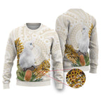 Australia Little Corella Ugly Christmas Sweater Cacatua Sanguinea Western Grevillea Aboriginal Art - Aussie Hoodie