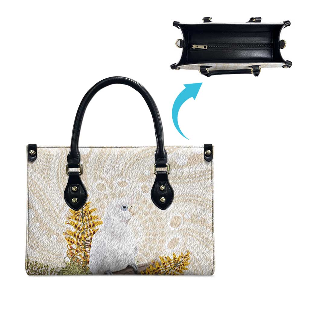 Australia Little Corella Leather Bag Cacatua Sanguinea Western Grevillea Aboriginal Art - Aussie Hoodie