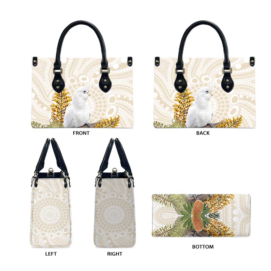 Australia Little Corella Leather Bag Cacatua Sanguinea Western Grevillea Aboriginal Art - Aussie Hoodie