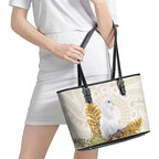 Australia Little Corella Leather Tote Bag Cacatua Sanguinea Western Grevillea Aboriginal Art - Aussie Hoodie
