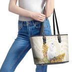 Australia Little Corella Leather Tote Bag Cacatua Sanguinea Western Grevillea Aboriginal Art - Aussie Hoodie