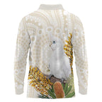 Australia Little Corella Long Sleeve Polo Shirt Cacatua Sanguinea Western Grevillea Aboriginal Art - Aussie Hoodie