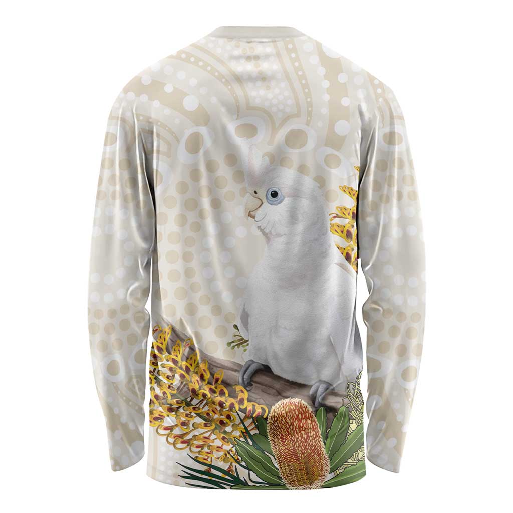 Australia Little Corella Long Sleeve Shirt Cacatua Sanguinea Western Grevillea Aboriginal Art - Aussie Hoodie