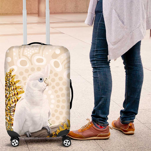 Australia Little Corella Luggage Cover Cacatua Sanguinea Western Grevillea Aboriginal Art - Aussie Hoodie