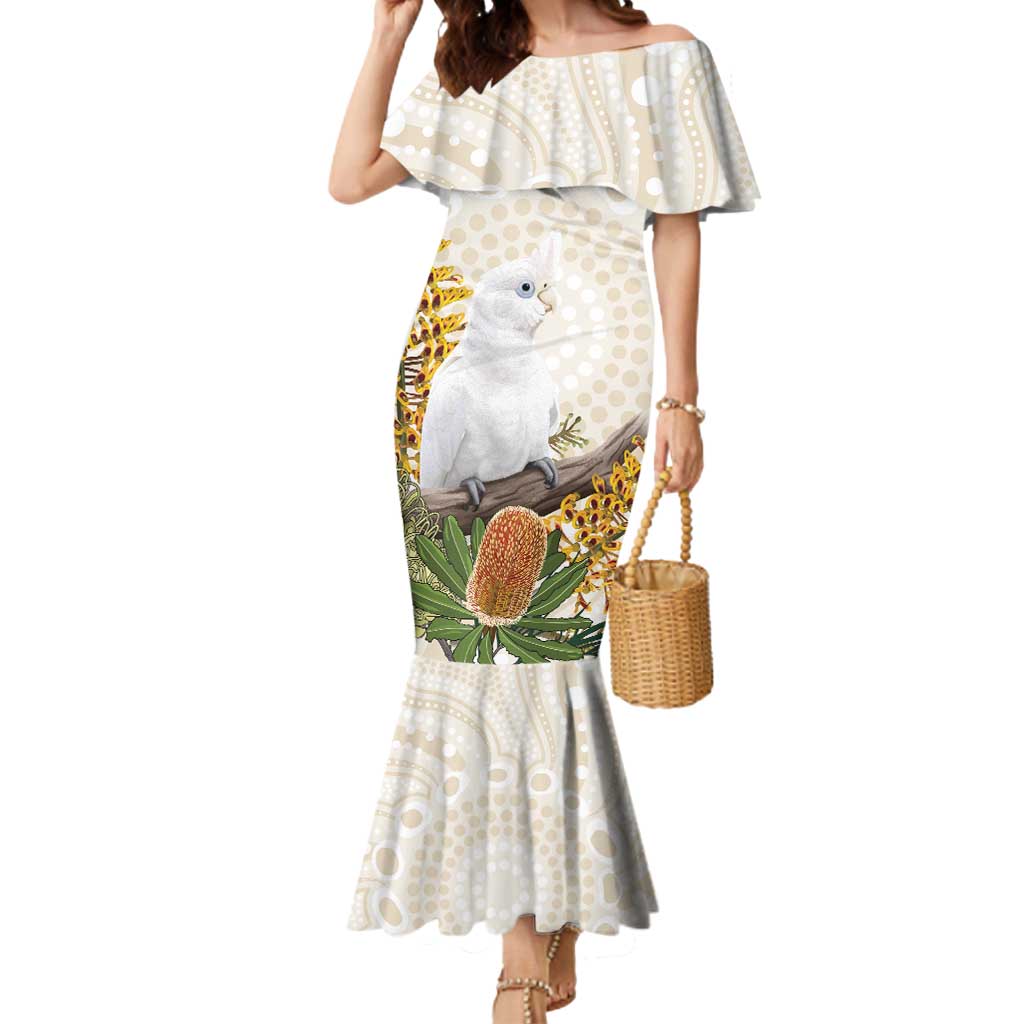 Australia Little Corella Mermaid Dress Cacatua Sanguinea Western Grevillea Aboriginal Art - Aussie Hoodie