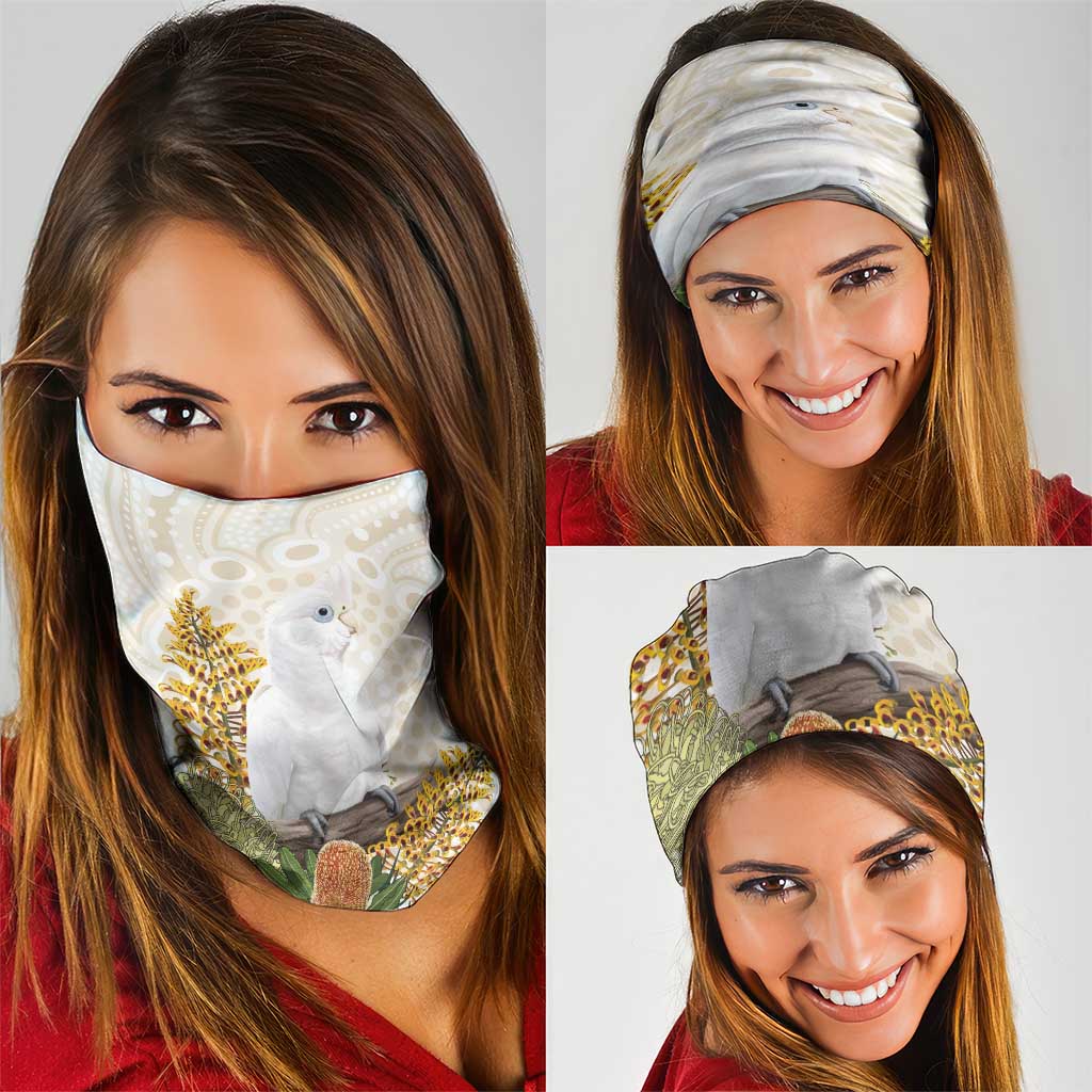 Australia Little Corella Neck Gaiter Cacatua Sanguinea Western Grevillea Aboriginal Art - Aussie Hoodie