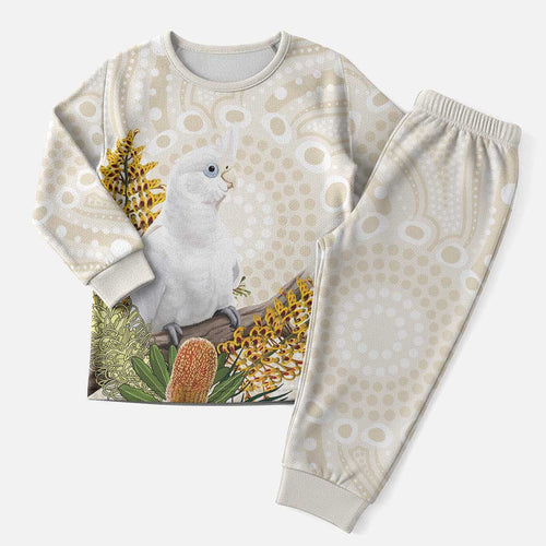 Australia Little Corella Christmas Pajama Set Cacatua Sanguinea Western Grevillea Aboriginal Art - Aussie Hoodie