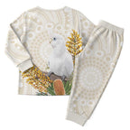 Australia Little Corella Christmas Pajama Set Cacatua Sanguinea Western Grevillea Aboriginal Art - Aussie Hoodie