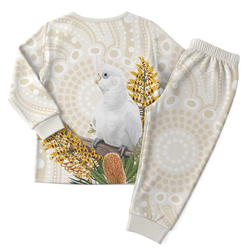 Australia Little Corella Christmas Pajama Set Cacatua Sanguinea Western Grevillea Aboriginal Art - Aussie Hoodie