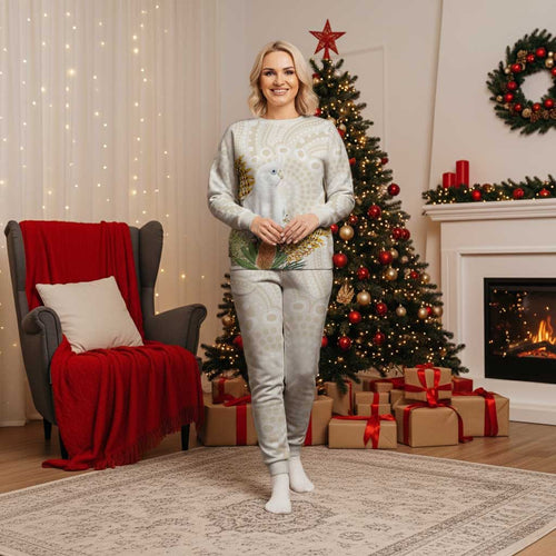 Australia Little Corella Christmas Pajama Set Cacatua Sanguinea Western Grevillea Aboriginal Art - Aussie Hoodie