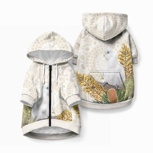 Australia Little Corella Pet Hoodie Cacatua Sanguinea Western Grevillea Aboriginal Art