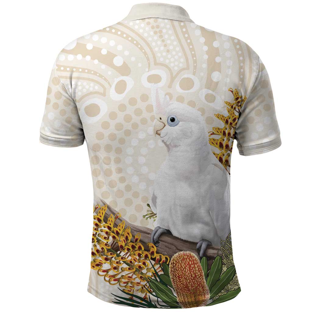 Australia Little Corella Polo Shirt Cacatua Sanguinea Western Grevillea Aboriginal Art - Aussie Hoodie