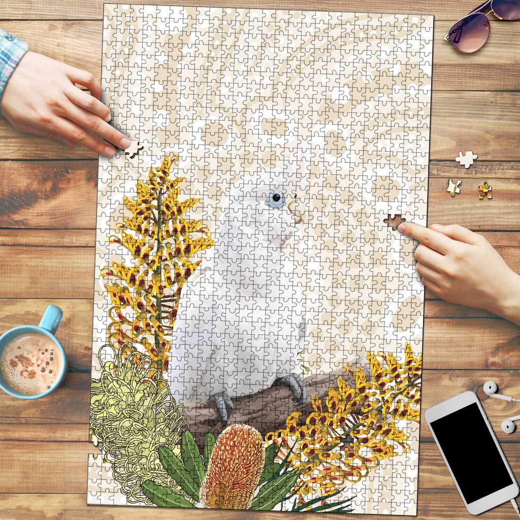 Australia Little Corella Puzzle Cacatua Sanguinea Western Grevillea Aboriginal Art - Aussie Hoodie