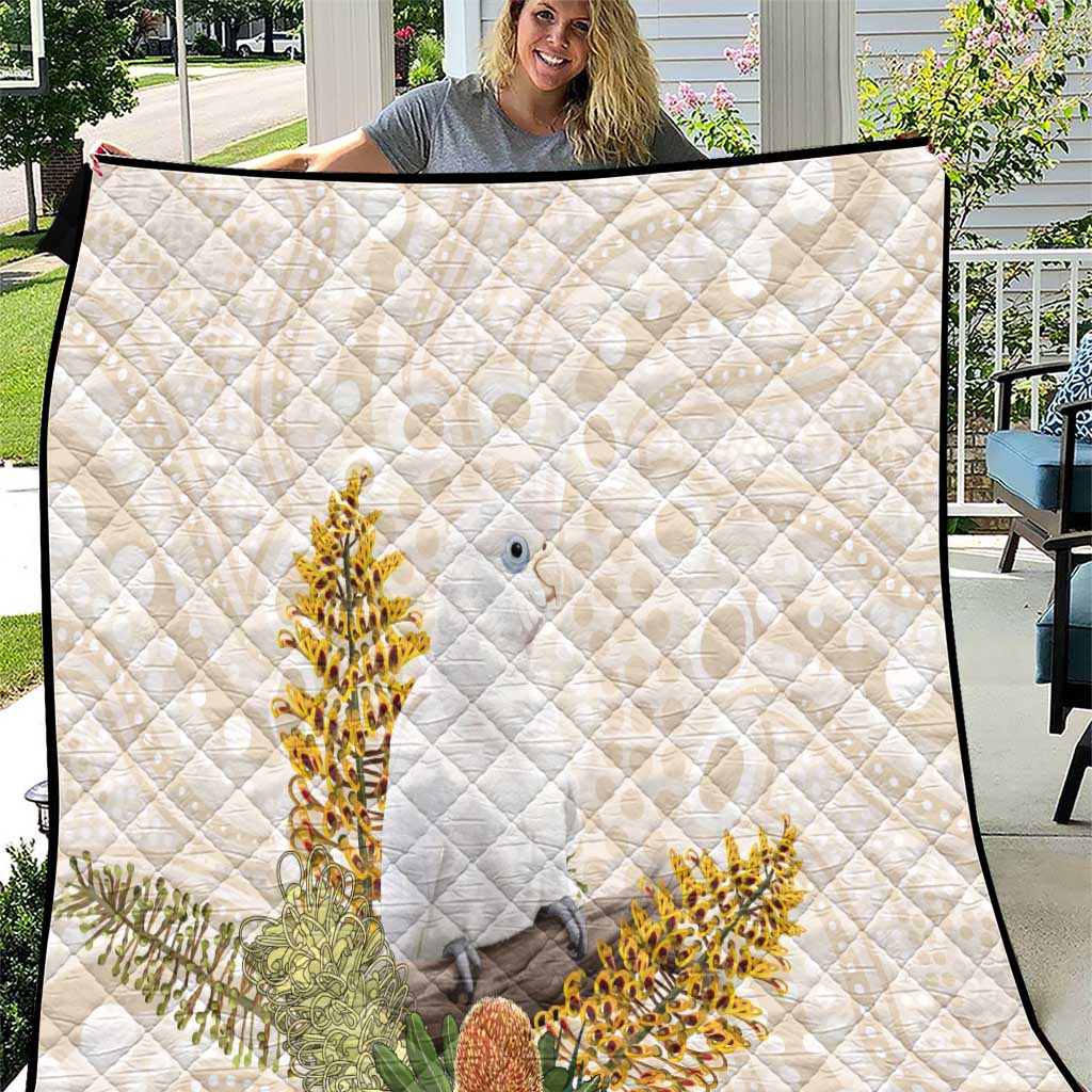 Australia Little Corella Quilt Cacatua Sanguinea Western Grevillea Aboriginal Art - Aussie Hoodie